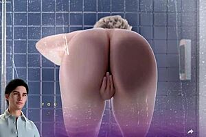 Грудастая BBW милфа-арендодатель ловит арендатора за дрочкой в душе