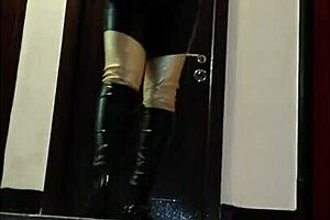 Latex goddess in anime hentai femdom scene