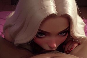 Новая работа мачехи дикая. Она сосет огромный ББК в стиле ИИ!