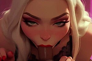 Новая работа мачехи дикая. Она сосет огромный ББК в стиле ИИ!