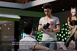 Ms Denvers as sexy gamergirl plays explicit porn game in anime costume with big tits