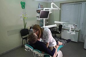 watch me fuck that doctor hard in doggy at the office, then cowgirl ride before her knee blowjob ends with facial cumshot!