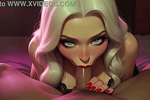 Новая работа мачехи дикая. Она сосет огромный ББК в стиле ИИ!