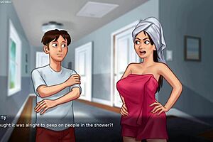 busty stepmom can’t stop showing off her huge breasts in 3d game
