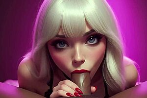 Новая работа мачехи дикая. Она сосет огромный ББК в стиле ИИ!