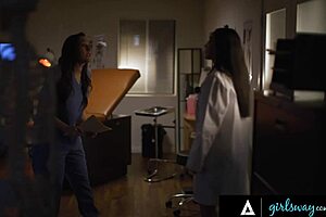 Doctor Vicki Chase keeps Nurse Sinn Sage's mouth busy to silence her secrets.