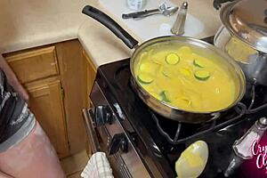 Stepmom showed me kitchen tricks and then rode me cowgirl style, wow!