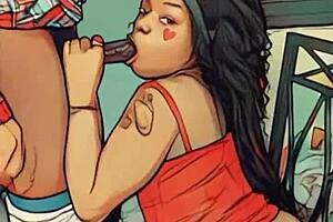 Mommy Aggressively Sucks Stepbro's Big Black Cock