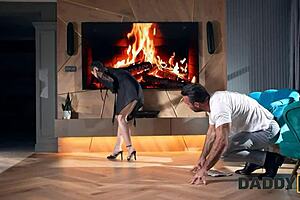 Blonde lesbians intensely fuck with dildo