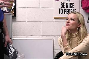 milf caught with stolen dildos kneels for blowjob punishment 😱