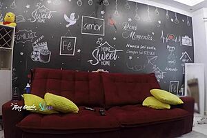 Hot wife recognized by delivery man on sofa