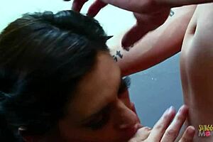 Brunette milf bangs hard cock in stuck elevator!