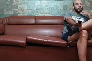 I'm getting doggystyle fucked by my stepbrother at home, cum in mouth.