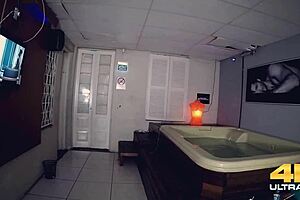 Brazilian milf's big natural tits and pussy in sauna sex with monster cock gaucho