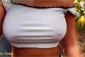 amazing milf flashing big tits on daring bike ride