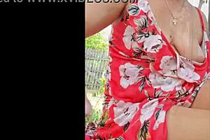 This hot blonde milf is masturbating to orgasm, showing off her natural tits in a steamy session.