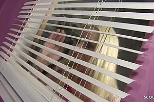 Hey, caught babysitter joins mature couple's 3some! How wild can this petite blonde get?