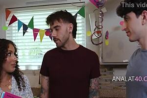 birthday party turns into a step family bum rush with banging and assfucking