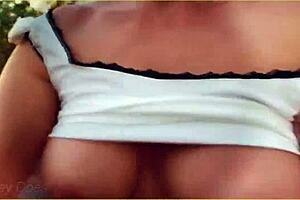 amazing milf flashing big tits on daring bike ride