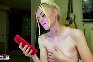 Watch this petite mature blonde rub her nipples and deep finger her shaved pussy!