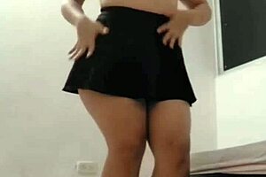 Beautiful schoolgirl shows big ass and voluptuous vagina.