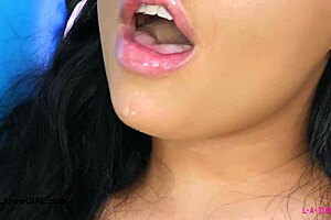 Cute teen brunette participates in an interview photoshoot