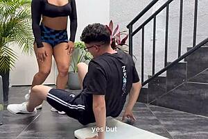 Hey, Nerd Boy Convinces Milf Neighbor to Train and Fuck Him Outdoors, Then Home for Cum in Mouths! 😏 Pipeboy and Karen Sleent