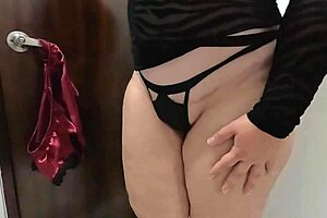 sexy cute neighbour's wife plays with my cock when she finds me naked on the sofa