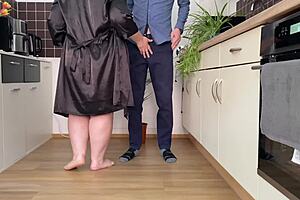 Mother-in-law undresses and poses intimately