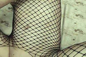 Wife's Close-Up Anal in Fishnets