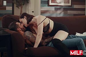 Horny big tit redhead milf Sovereign Syre FUCKS her husband's boss Quinton James and SUCKS him good.