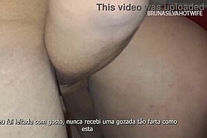 Pregnant wife takes cum in pussy, cuckold cleans up.