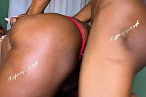 Close up of a mature black Santa cock sucking scene after the New Year