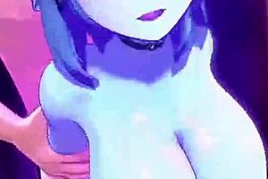Two blue women in animation with big tits