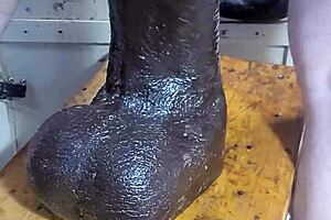 Huge dildos stretch me out in a wild solo session.