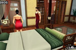 Mom prepares herself for dessert in the kitchen