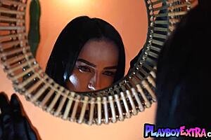 Petite redhead MILF Renee Olstead in solo striptease outdoors