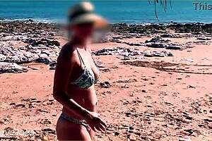 wifey flashing big tits at beach 😍 so naughty outdoors