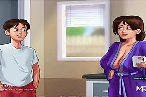 Mature woman enjoys stroking my cock.