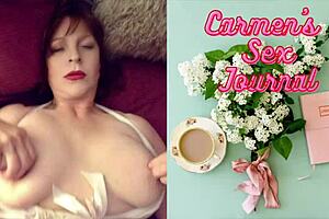 MILF in red, double penetration and creampie