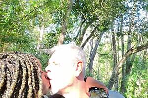 Licking cum off sugardaddy's cock on secret beach after hike