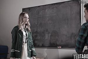 Petite blonde teen drilled by mature teacher after drama practice