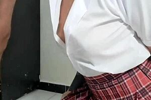 In POV, this beautiful Mexican brunette with brown eyes gives excellent missionary and doggystyle service, worth every cent of my miserable salary