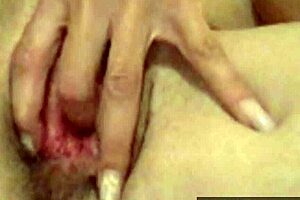 Wife's secret masturbation with shaved pussy fingering 😏