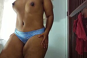 Ebony Milf with Fat Ass Teases with Stunning Body in Slow Striptease