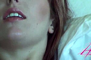 nasty redhead lauren phillips masturbates wet on the bed with her big pussy