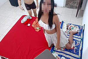 Brunettes prepare excitedly for homemade porn recording in Spanish