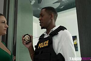 MILF intensely fucks detective in her bedroom with big tits.