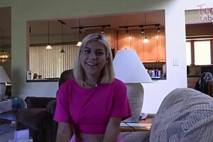 lilith grace, that babysitter, gets a juicy creampie from seth in a quickie fuck with dirty talk.