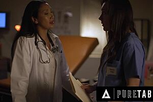 Doctor Vicki Chase ensures Nurse Sinn Sage keeps the secret at the hospital